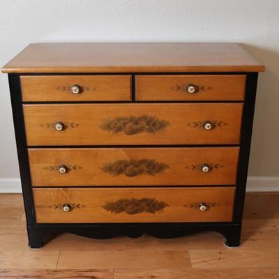 Lammerts Furniture Solid Maple Ebonized and Stencil-Painted Chest of Drawers