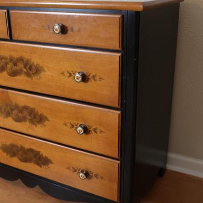 Lammerts Furniture Solid Maple Ebonized and Stencil-Painted Chest of Drawers