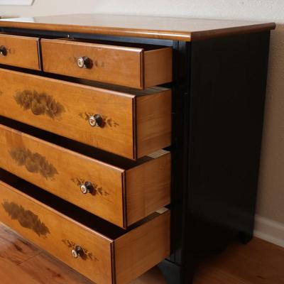 Lammerts Furniture Solid Maple Ebonized and Stencil-Painted Chest of Drawers