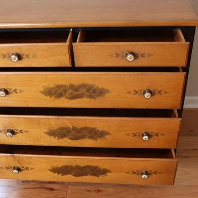 Lammerts Furniture Solid Maple Ebonized and Stencil-Painted Chest of Drawers