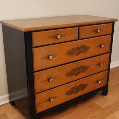 Lammerts Furniture Solid Maple Ebonized and Stencil-Painted Chest of Drawers