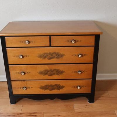 Lammerts Furniture Solid Maple Ebonized and Stencil-Painted Chest of Drawers