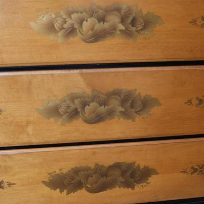 Lammerts Furniture Solid Maple Ebonized and Stencil-Painted Chest of Drawers