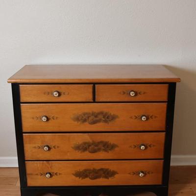 Lammerts Furniture Solid Maple Ebonized and Stencil-Painted Chest of Drawers