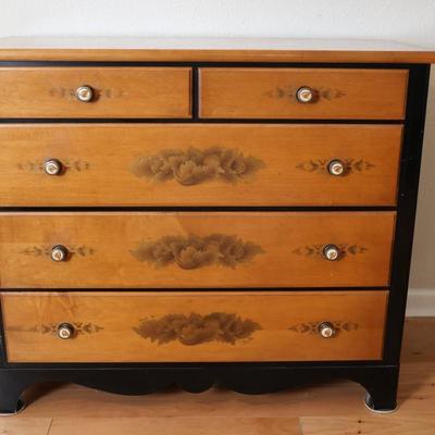 Lammerts Furniture Solid Maple Ebonized and Stencil-Painted Chest of Drawers