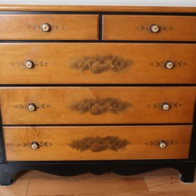 Lammerts Furniture Solid Maple Ebonized and Stencil-Painted Chest of Drawers