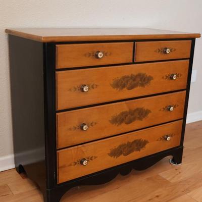 Lammerts Furniture Solid Maple Ebonized and Stencil-Painted Chest of Drawers