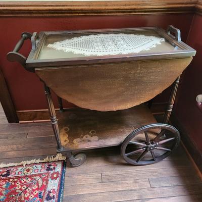 Drop Leaf Tea Cart w Tray