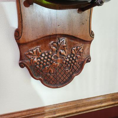 Wood 5 Bottle Wine Wall Rack includes 5 Vintage Empty Bottles