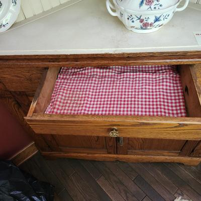 Vintage Oak Corner Hutch 46"x21" x84" w key