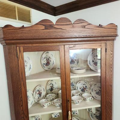 Vintage Oak Corner Hutch 46"x21" x84" w key