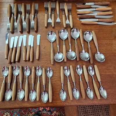 Vintage Wood Handle Flatware Hoffritz Germany Stainless Steel