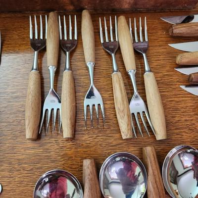 Vintage Wood Handle Flatware Hoffritz Germany Stainless Steel
