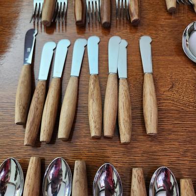 Vintage Wood Handle Flatware Hoffritz Germany Stainless Steel