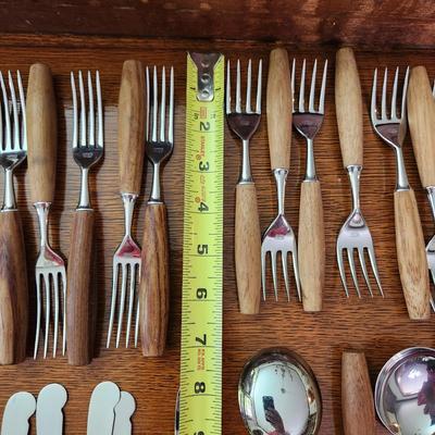 Vintage Wood Handle Flatware Hoffritz Germany Stainless Steel