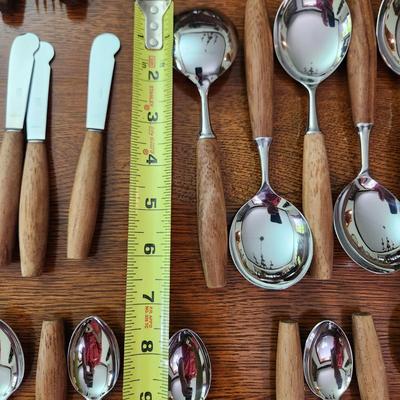 Vintage Wood Handle Flatware Hoffritz Germany Stainless Steel
