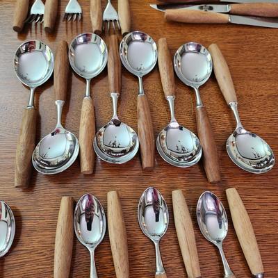 Vintage Wood Handle Flatware Hoffritz Germany Stainless Steel