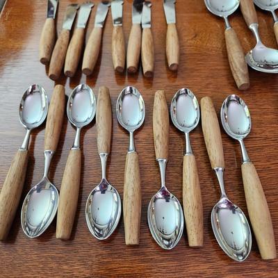 Vintage Wood Handle Flatware Hoffritz Germany Stainless Steel