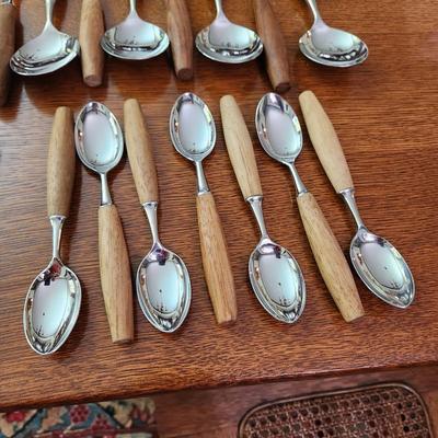 Vintage Wood Handle Flatware Hoffritz Germany Stainless Steel