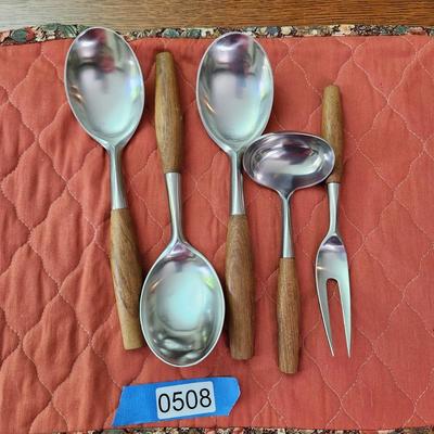 5 Dansk Designs Germany IHO Teak Wood Handles Serving Utensils
