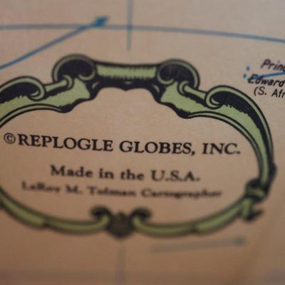 Vintage Illuminated Heirloom Globe in Walnut Floor Stand by Replogle