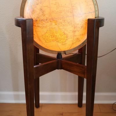 Vintage Illuminated Heirloom Globe in Walnut Floor Stand by Replogle