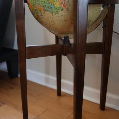 Vintage Illuminated Heirloom Globe in Walnut Floor Stand by Replogle