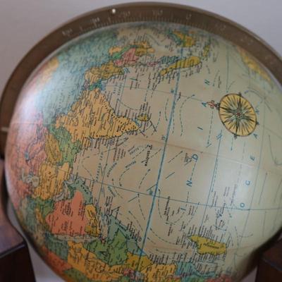 Vintage Illuminated Heirloom Globe in Walnut Floor Stand by Replogle