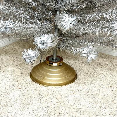 6-1/2" Vintage Aluminum Christmas Tree with Gold Toned Round Base