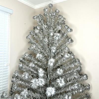 6-1/2" Vintage Aluminum Christmas Tree with Gold Toned Round Base