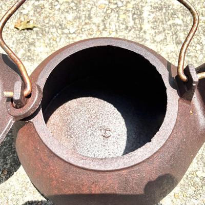 Vintage Cast Iron Clothing Iron and Tea Kettle