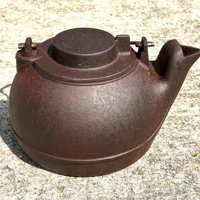 Vintage Cast Iron Clothing Iron and Tea Kettle