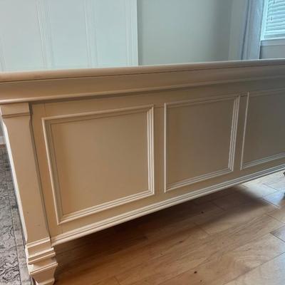 Queen White Wooden Bed Frame with New Mattress