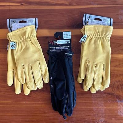 3 Pairs of New Gloves – 2 Leather Work Gloves & 1 Equestrian/Utility Pair