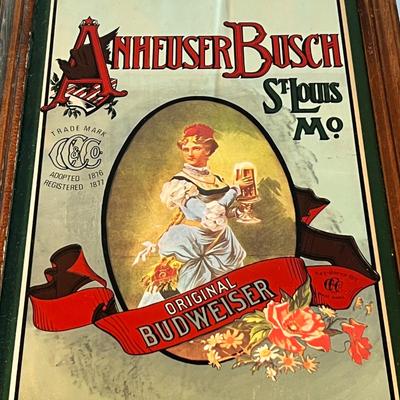 Anheuser Busch Mirror Sign, Jack Daniel’s Labels Plus Glasses & Trav-L-Bar (PB-RG)