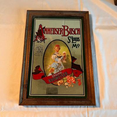 Anheuser Busch Mirror Sign, Jack Daniel’s Labels Plus Glasses & Trav-L-Bar (PB-RG)