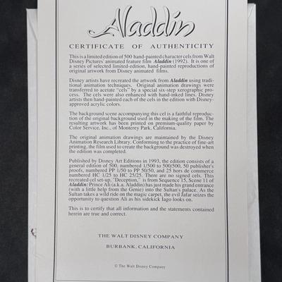 “Deception-Aladdin” Walt Disney Cel (1-DZ)