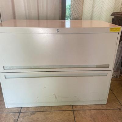 Beige filing cabinet