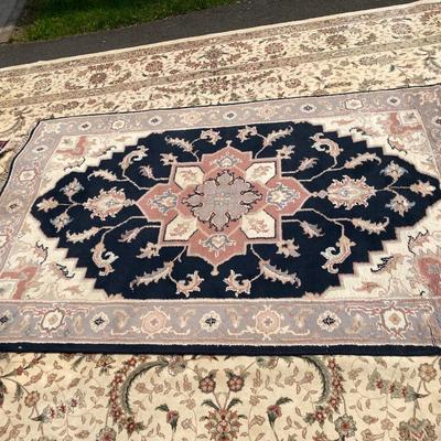 Navy blue and pink rug