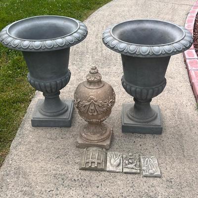 Pair of Large Urn Planters, Urn Finial & More (FP-RG)