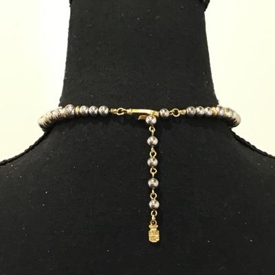 Vintage, metallic, silver and gold bead Liz Claiborne choker