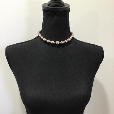 Vintage, metallic, silver and gold bead Liz Claiborne choker