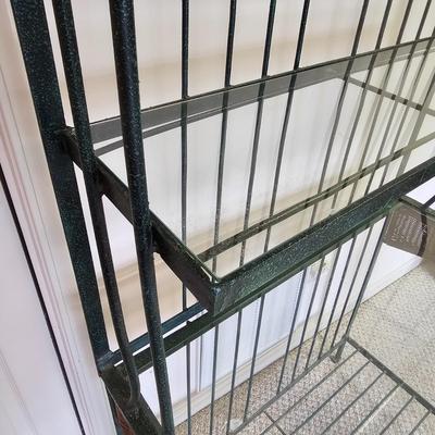Wrought Iron, Glass & Wicker Baker's Rack (BD-JS)