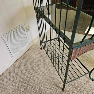 Wrought Iron, Glass & Wicker Baker's Rack (BD-JS)