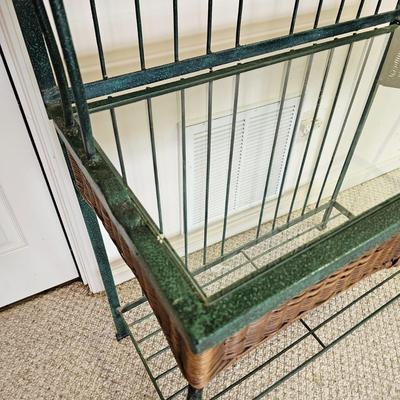 Wrought Iron, Glass & Wicker Baker's Rack (BD-JS)