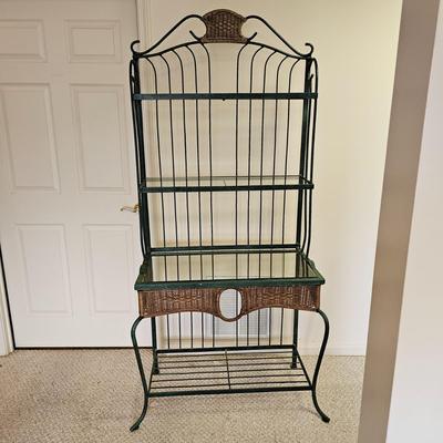 Wrought Iron, Glass & Wicker Baker's Rack (BD-JS)