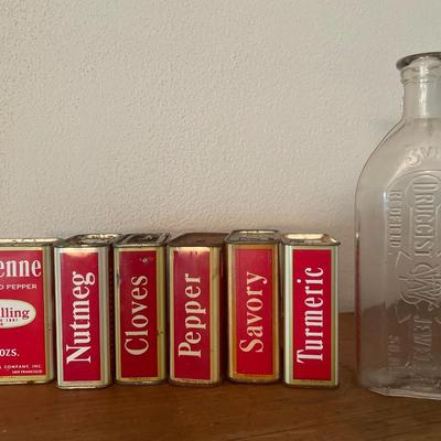 Vintage Schilling spices & glass bottle