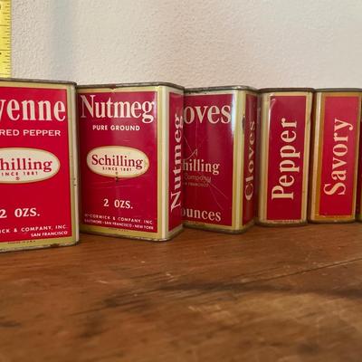 Vintage Schilling spices & glass bottle