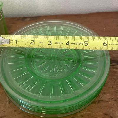 Green glass kitchen items