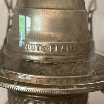 Pink porcelain White Flame Co kerosene lamp